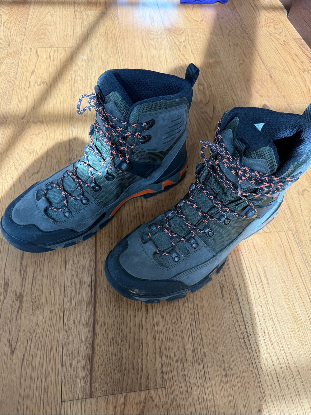 The North Face Men's Olive and Black Hiking Boots with Orange Trim